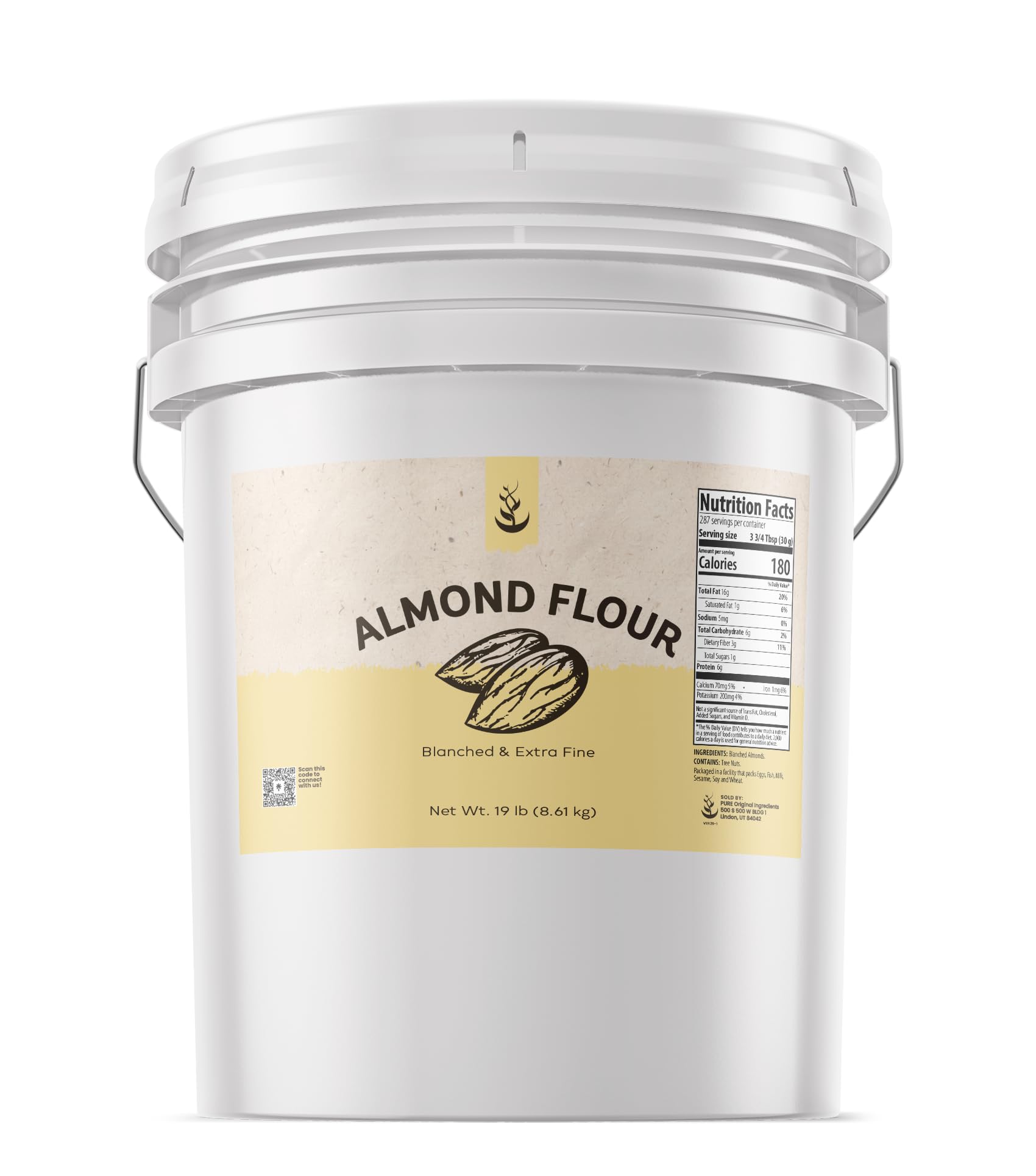 Pure Original Ingredients Almond Flour 5 Gallon Bucket (304 Ounce)