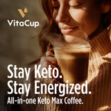 VitaCup Keto Max Dark Roast Coffee Pods, Ketosis & Energy, Butter, MCT Oil, Turmeric, B Vitamins, D3, All-In-One Keto Single Serve Pod Compatible