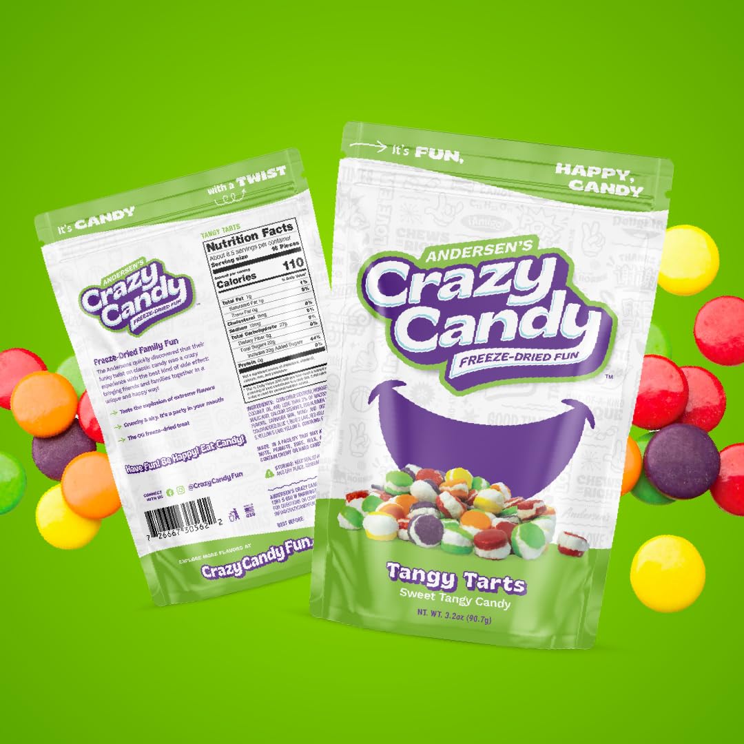 Freeze Dried Sweet Tarts-Style Candy, Crazy Candy Tangy Tarts - Intense Tart to Sweet Flavor Journey, Bold Fruity and Sour Candy
