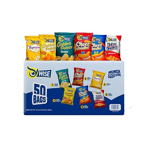Wise Snacks Variety Pack Chips (50 Count)- Grab & Snack Potato Chips Individual Bags - Assorted Flavors - Convenient for On-the-Go Snacking - Quality