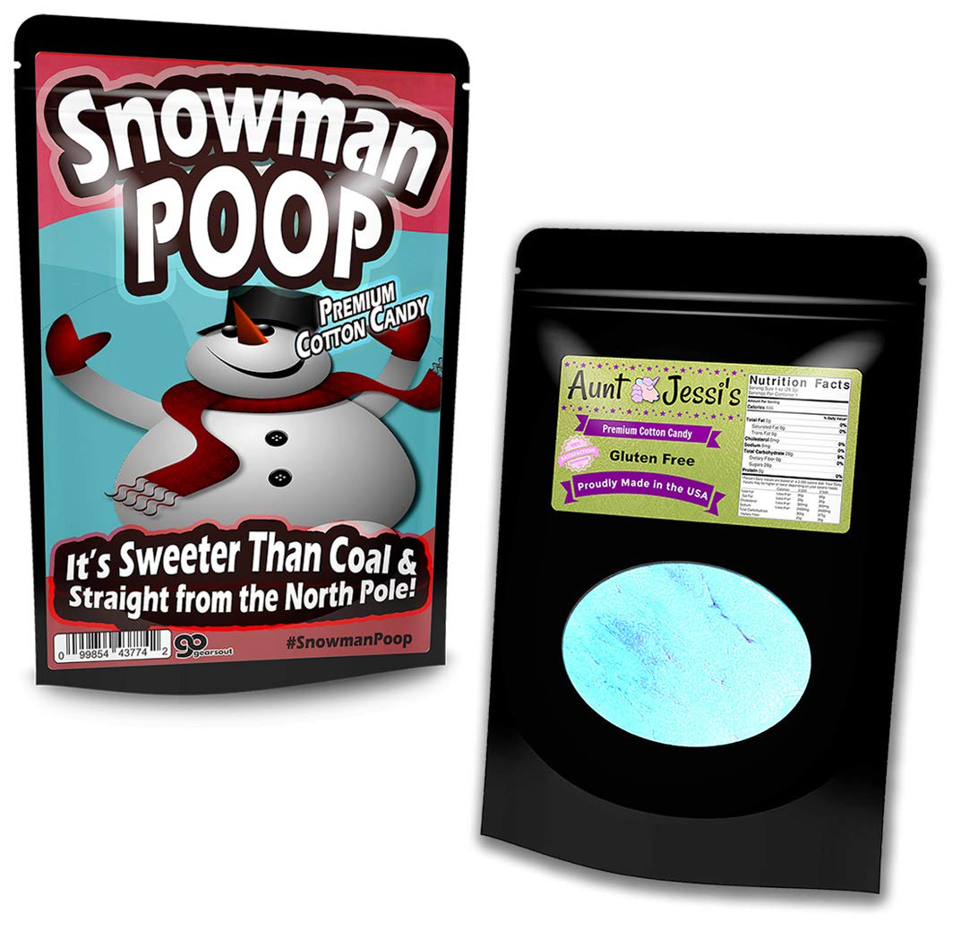 Snowman Poop Cotton Candy Silly Stocking Stuffers for Women Funny Holiday Candy Gags Snowman Novelty Christmas Gags Blue Candy Gluten-Free Sweets Gag