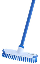 Superio Deck Scrub Brush with Long Handle 48 Inches, Heavy Duty Stiff Bristles Grout Scrubber with Scraper - Cleans Hot Tub, Swimming Pool, Granite