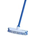 Superio Deck Scrub Brush with Long Handle 48 Inches, Heavy Duty Stiff Bristles Grout Scrubber with Scraper - Cleans Hot Tub, Swimming Pool, Granite
