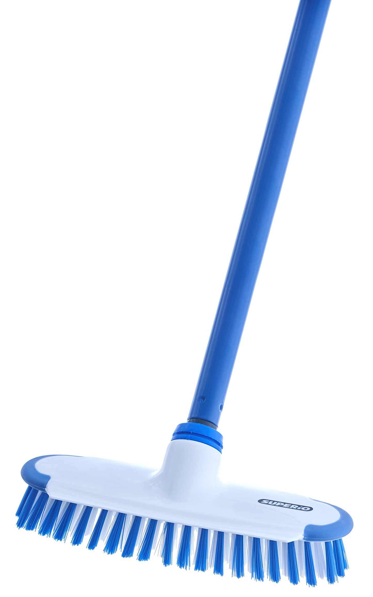 Superio Deck Scrub Brush with Long Handle 48 Inches, Heavy Duty Stiff Bristles Grout Scrubber with Scraper - Cleans Hot Tub, Swimming Pool, Granite