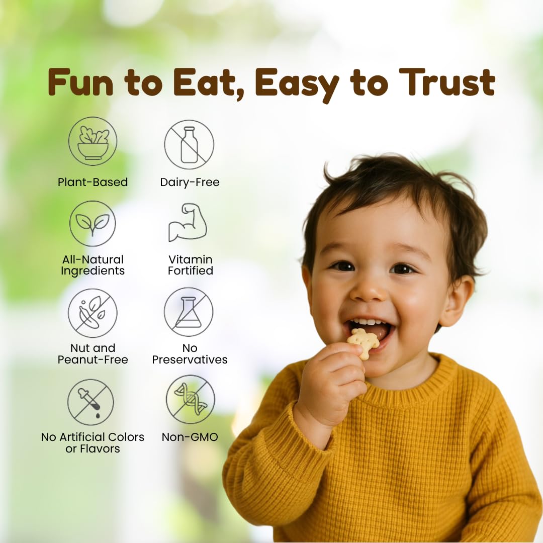 Happy Snacks Animal Crackers - Plant Based Ingredients, Animal Crackers Snack Packs, Nut & Peanut Free, Fortified with Essential Vitamins & Minerals