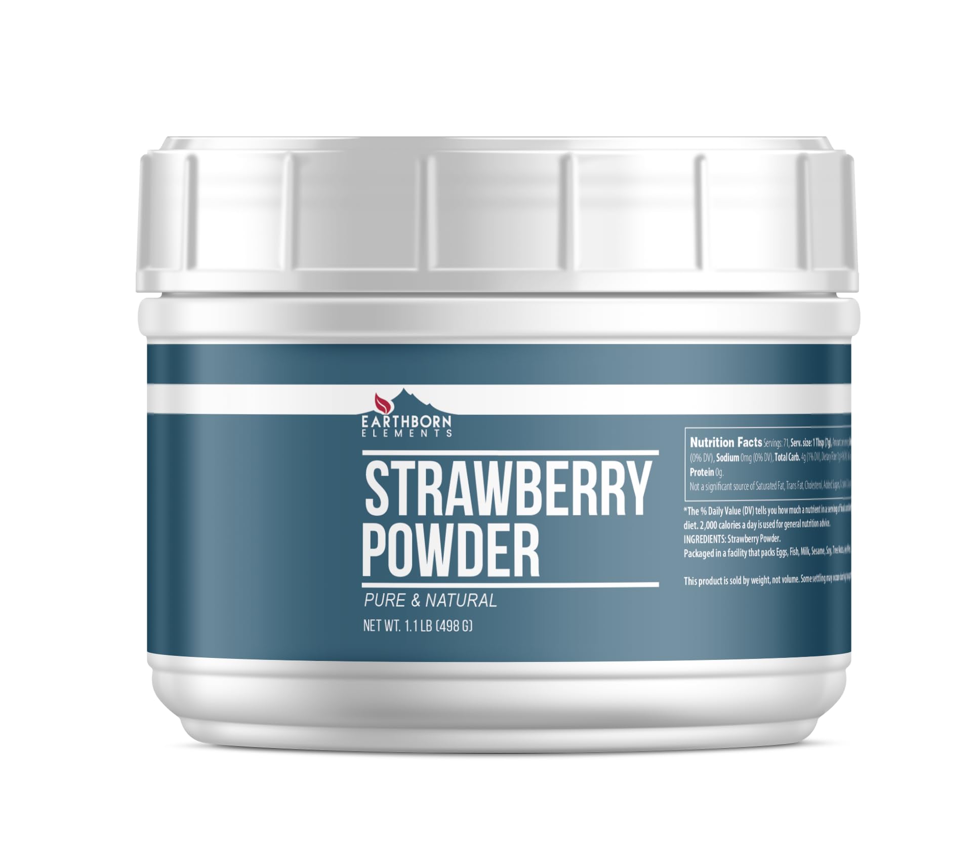 Earthborn Elements Strawberry Powder 1.1 lb, Pure & Natural, Smoothies & Shakes