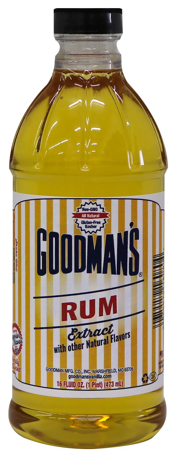 Goodman's Natural Rum Extract - Gluten-free, Non-GMO, Kosher, Low Carb & Low Calorie, Low Alcohol, No Artificial Color, No Animal Products, No Sugar