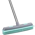 Pet Carpet Hair Rubber Broom with 49inch Long Handle, Portable Detailing Lint Remover, Soft Push Broom for Fluff Carpet, Hardwood, Tile, Window
