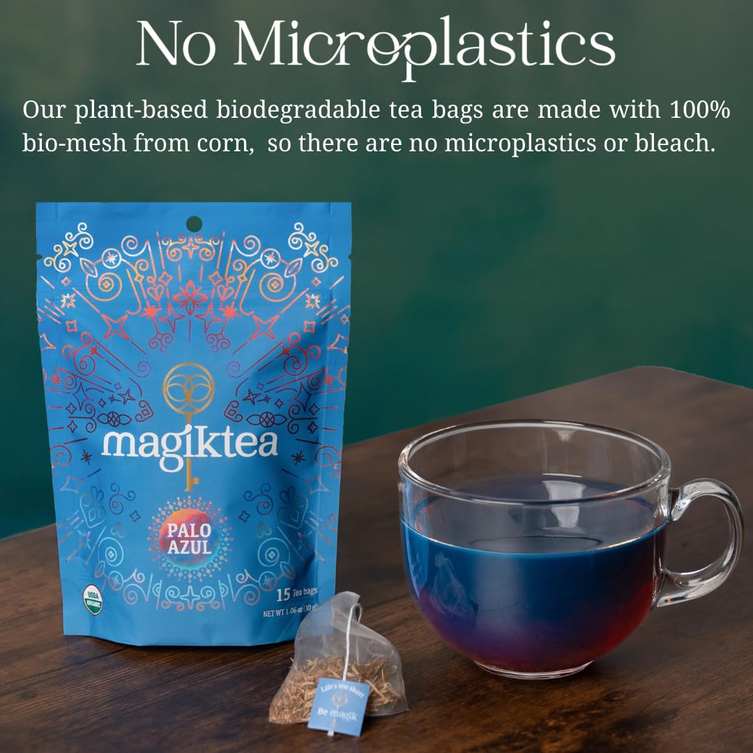 Magiktea, Palo Azul, 15 Plant-Based Tea Bags, USDA Organic, Kidneywood, Caffeine-Free