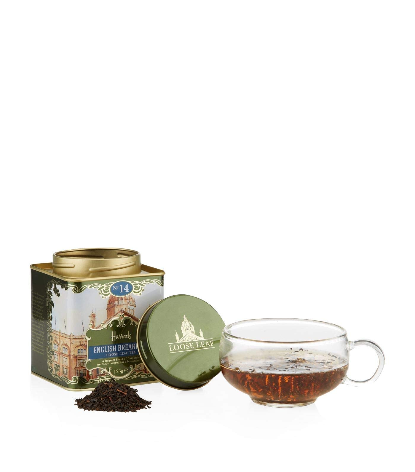 Harrods London. No. 14, English Breakfast 125g Loose Tea 4.4oz GIFT TIN CADDY - USA Stock