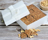 Gourmet Cashew Brittle White Gift Box - by Its Delish | Handmade Old-Fashioned Style | Beautiful & Delicious Square Cut Pieces 16 Oz Cashew Brittle |