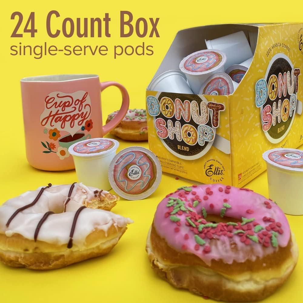 Ellis Coffee - Donut Shop - Medium Roast - Single Serve Coffee Pods - 24 Coffee Pods