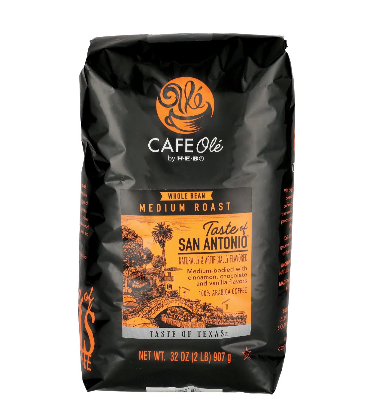 heb H?E?B Cafe Ole Whole Bean San antonio Medium Roast Coffee 2lb bag, Black