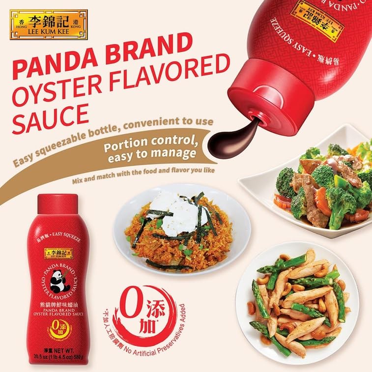 Lee Kum Kee Panda Brand Oyster Flavored Sauce Squeeze Bottle (20.5 oz - 1 Pack) Umami, Rich & Savory | Perfect for Marinades, Gravy, Stock, Stews