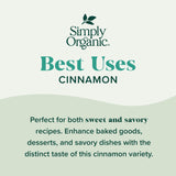 Simply Organic Ground Vietnamese Cinnamon, 2.45-Ounce Jar (Pack of 3), Intense Hot Candy Flavor, Vibrant Color, Kosher, Organic, Non GMO