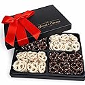Father's Day Chocolate Covered Yogurt Peppermint Pretzel Gift Basket - Gourmet Pretzels Gift Box - Food Gift Basket - Chocolate Food Treat Gifts