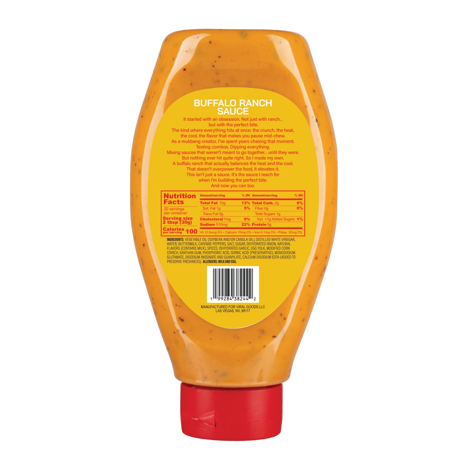 The Dressin' Room Buffalo Ranch Sauce - Spicy Creamy Ranch Dipping Sauce, Thick & Tangy, Perfect for Chicken, Fries & Pizza - Easy Squeeze Inverted