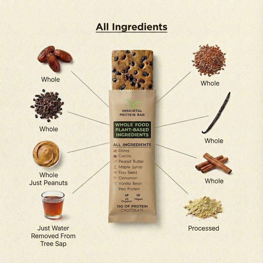 Whole food Plant-Based Protein Bars by Immortal | All Organic | Vegan
