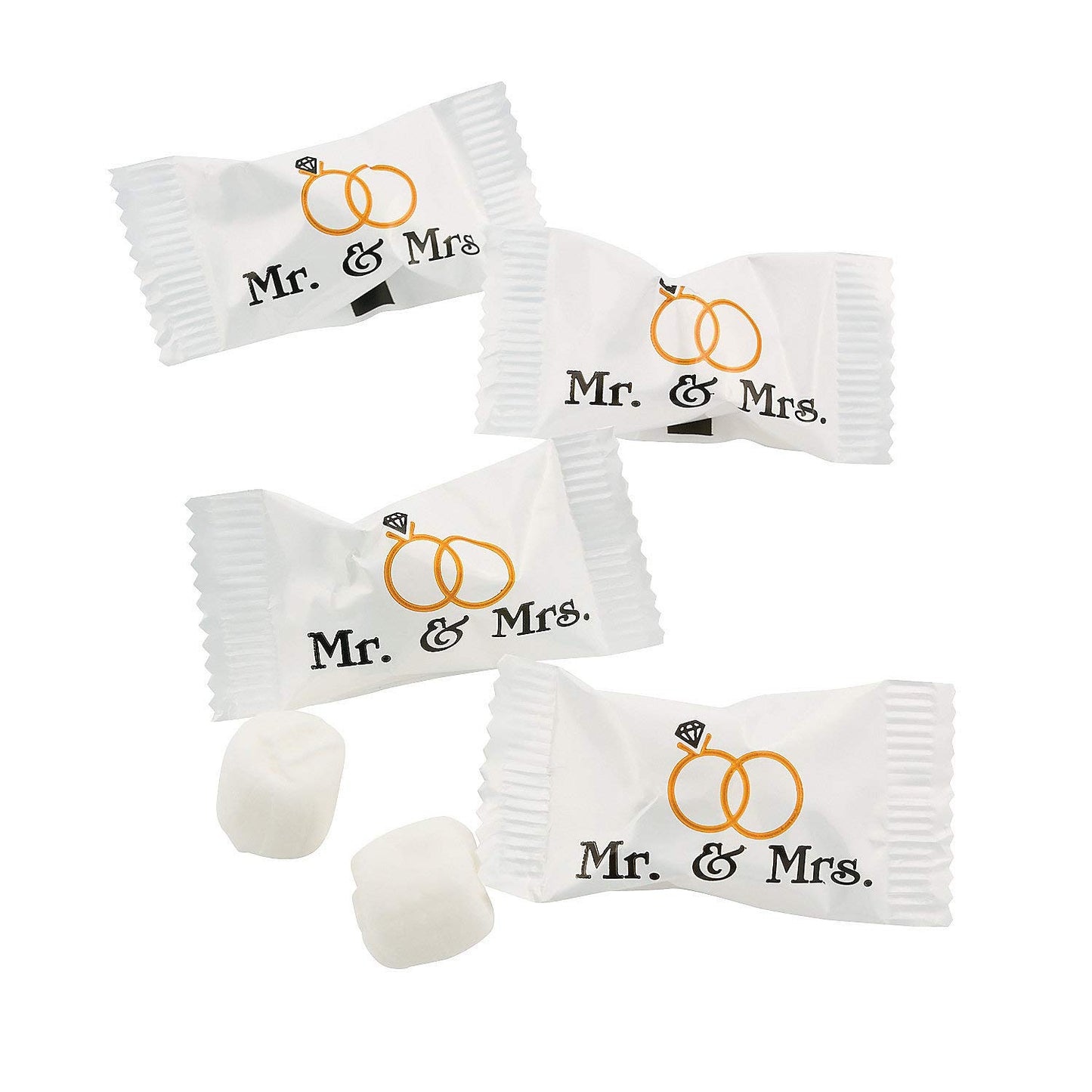 Fun Express Mr. & Mrs. Wedding Buttermints - 108 Individually Wrapped White Butter Mints for Wedding Favors, Bridal Shower & Reception Tables |