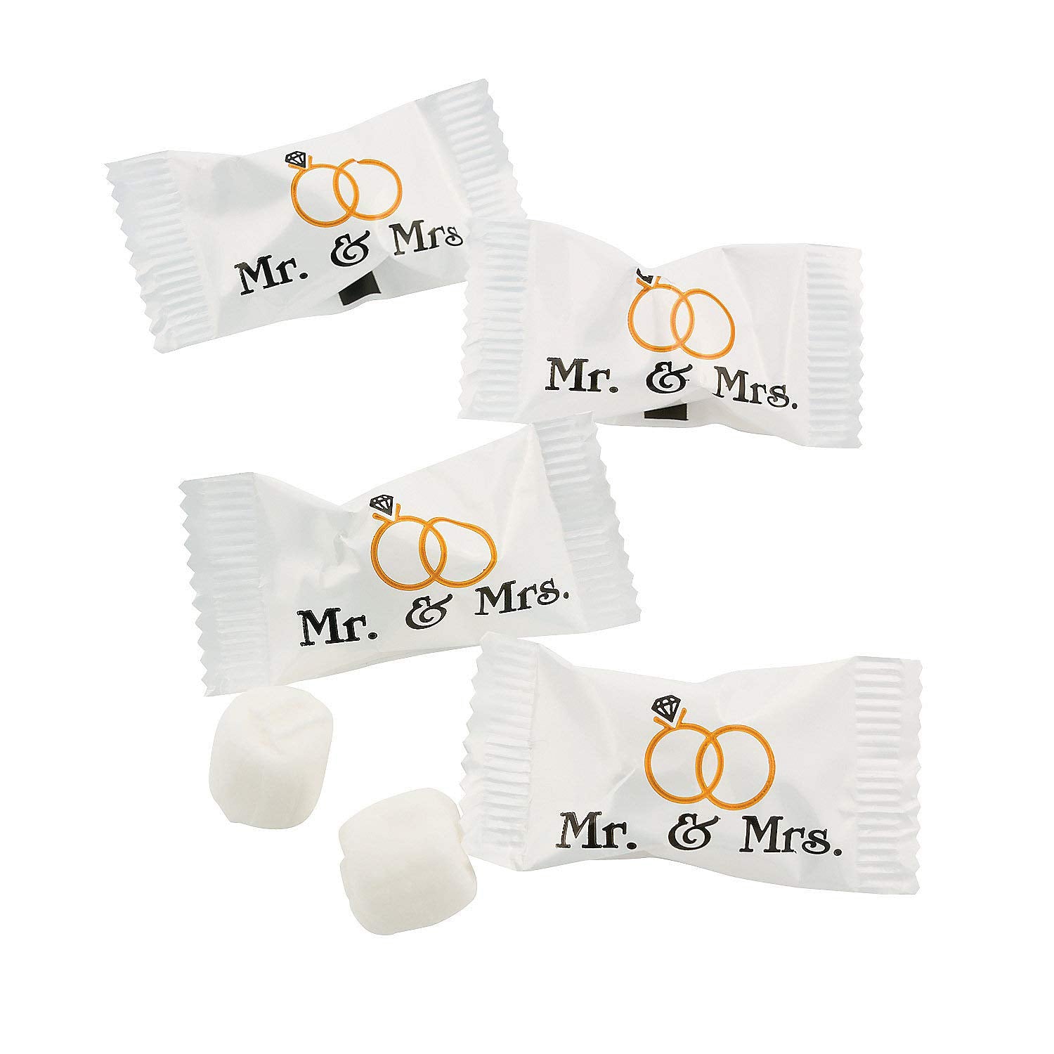 Fun Express Mr. & Mrs. Wedding Buttermints - 108 Individually Wrapped White Butter Mints for Wedding Favors, Bridal Shower & Reception Tables |