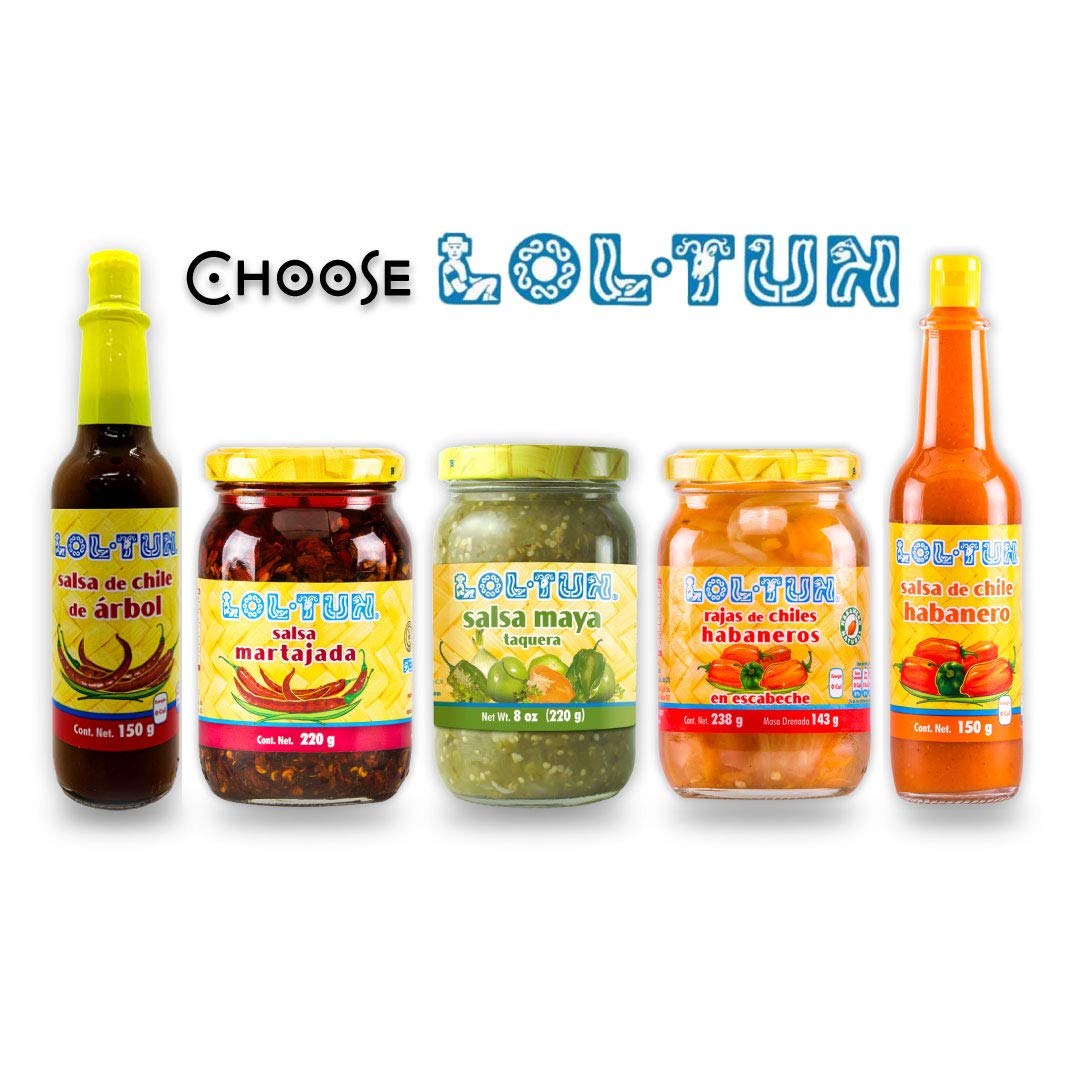 Lol-Tun Habanero Hot Sauce | Salsa Roja de Chile Habanero 150g/5Oz | All Natural, Non GMO, Plant-based, gluten-free, sugar-free, Paleo & Kosher