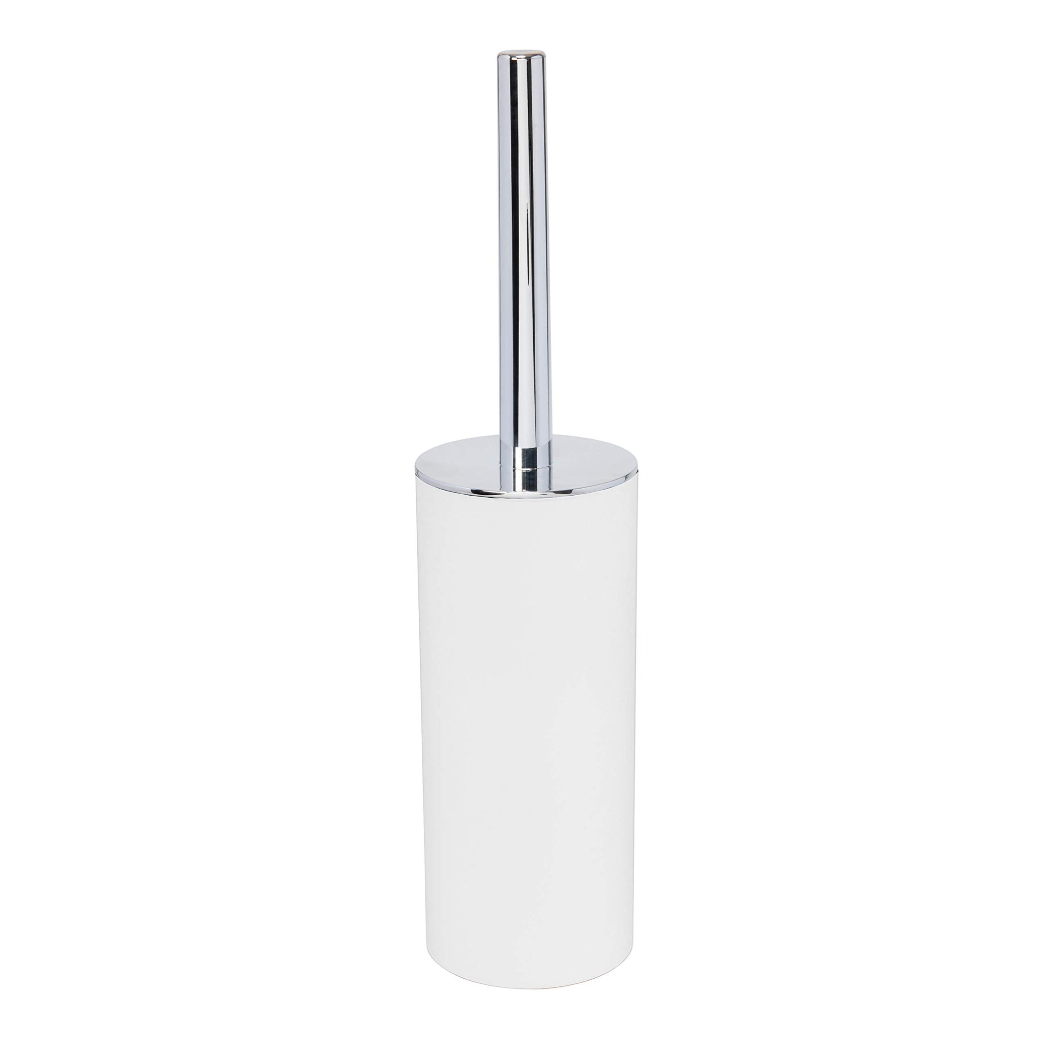 Bath Bliss Soft Touch Toilet Brush and Holder Set | Bathroom Cleaning | Durable 360 Degree Bristle | Discrete Storage | Matte White