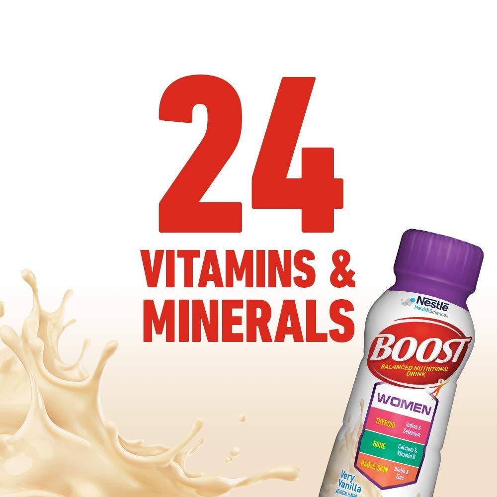BOOST Women Balanced Nutritional Drink, Very Vanilla, 8 Ounce Bottle (Pack of 6) (Packaging May Vary)