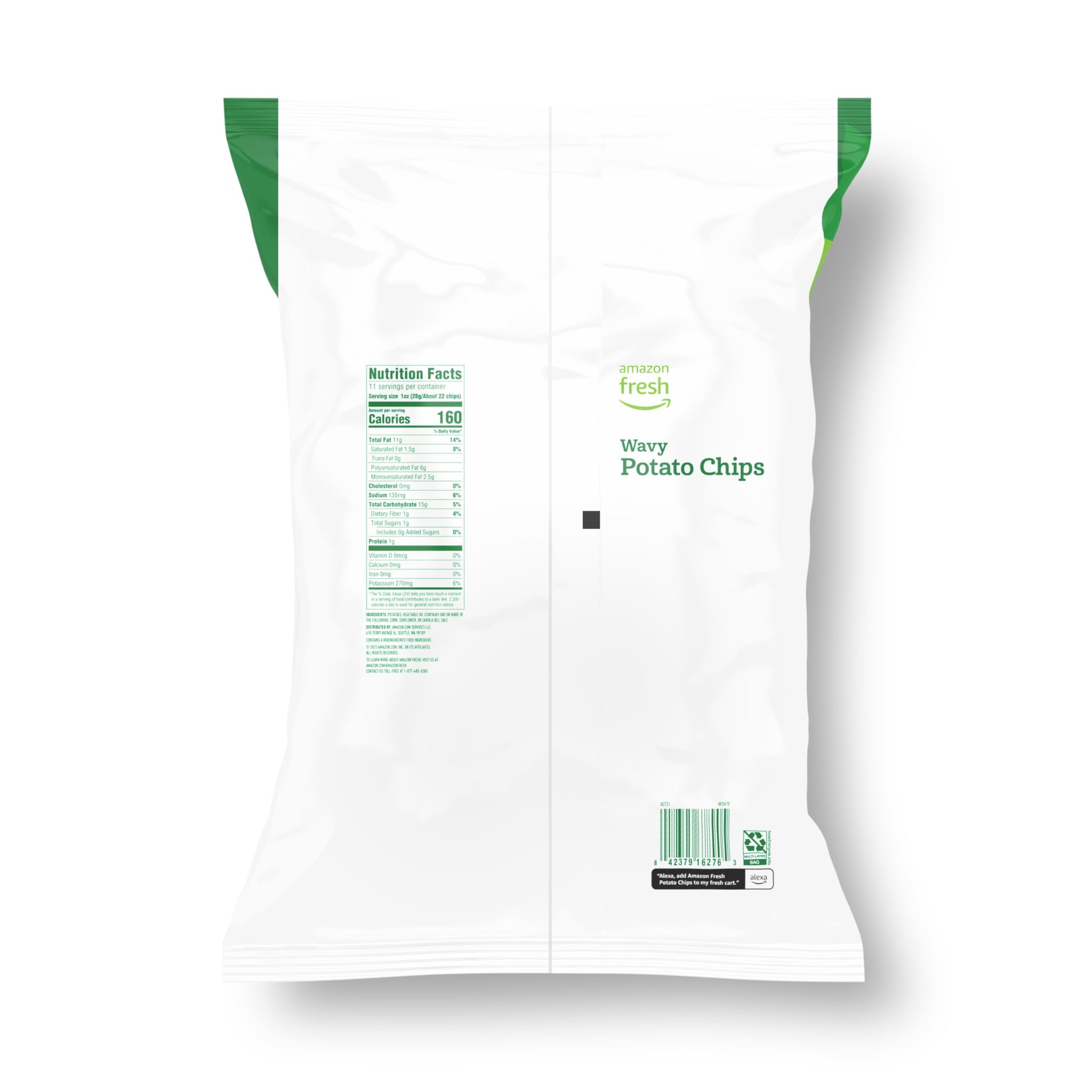 Amazon Fresh, Wavy Potato Chips, 11 Oz (Previously Happy Belly, Packaging May Vary)