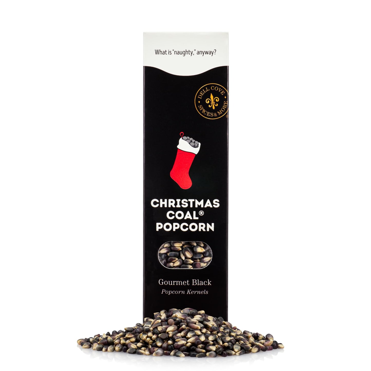 Christmas Coal Gourmet Popcorn Kernels - Fun and Unique X-Mas Stocking Stuffer - Lump of Coal Black Popcorn Gift for Him from Dell Cove Spices, One