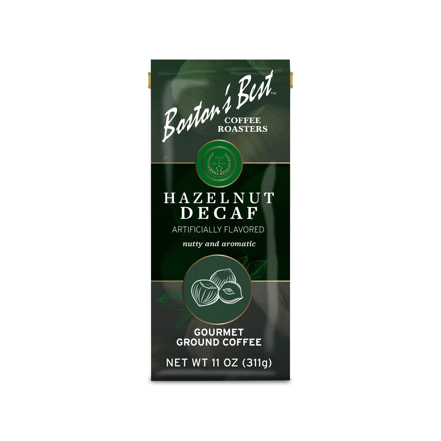 Boston’s Best Coffee - Hazelnut Decaf Gourmet Delicious Medium Roast Nutty Premium Ground Coffee, 11 oz. / 311 g Coffee Bag