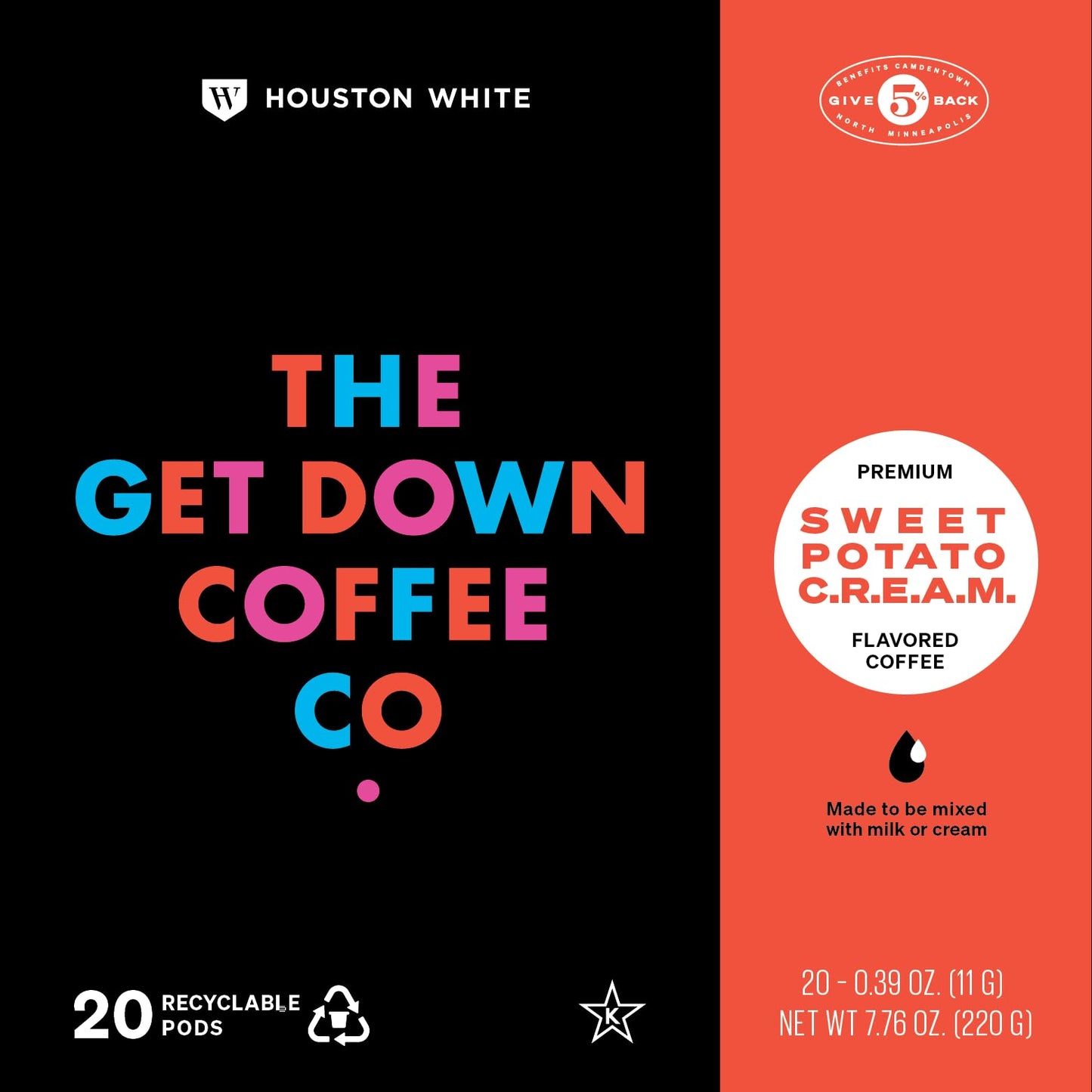 The Get Down Coffee Co. Sweet Potato Flavored Coffee Pods 20 ct, 100% Arabica Medium Roast Coffee, Single Serve Pods Compatible with K Cups Brewers