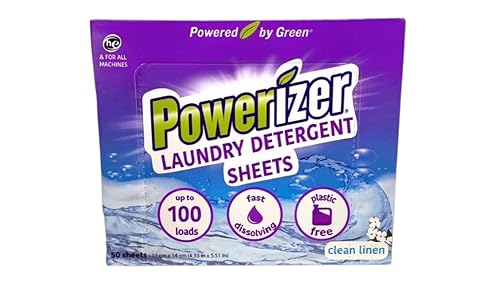 Powerizer Laundry Detergent Sheets - Up to 100 Loads |Eco-Friendly, Biodegradable, Plant-Based, Concentrated, No Plastic Jugs