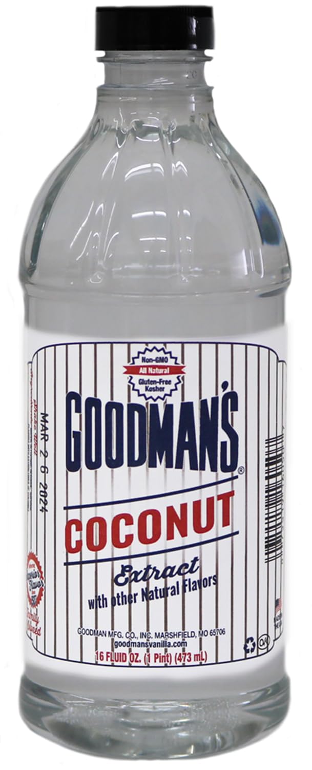 Goodman's Coconut Extract - Gluten-Free, Non-GMO, Kosher - Enhance Your Recipes with Tropical Coconut! Ideal for Whipped Toppings, Puddings, Cakes