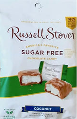 Russell Stover Sugar Free Chocolate Candy Dark Chocolate, Peanuts & Coconut Net Wt 3oz (Coconut, single)