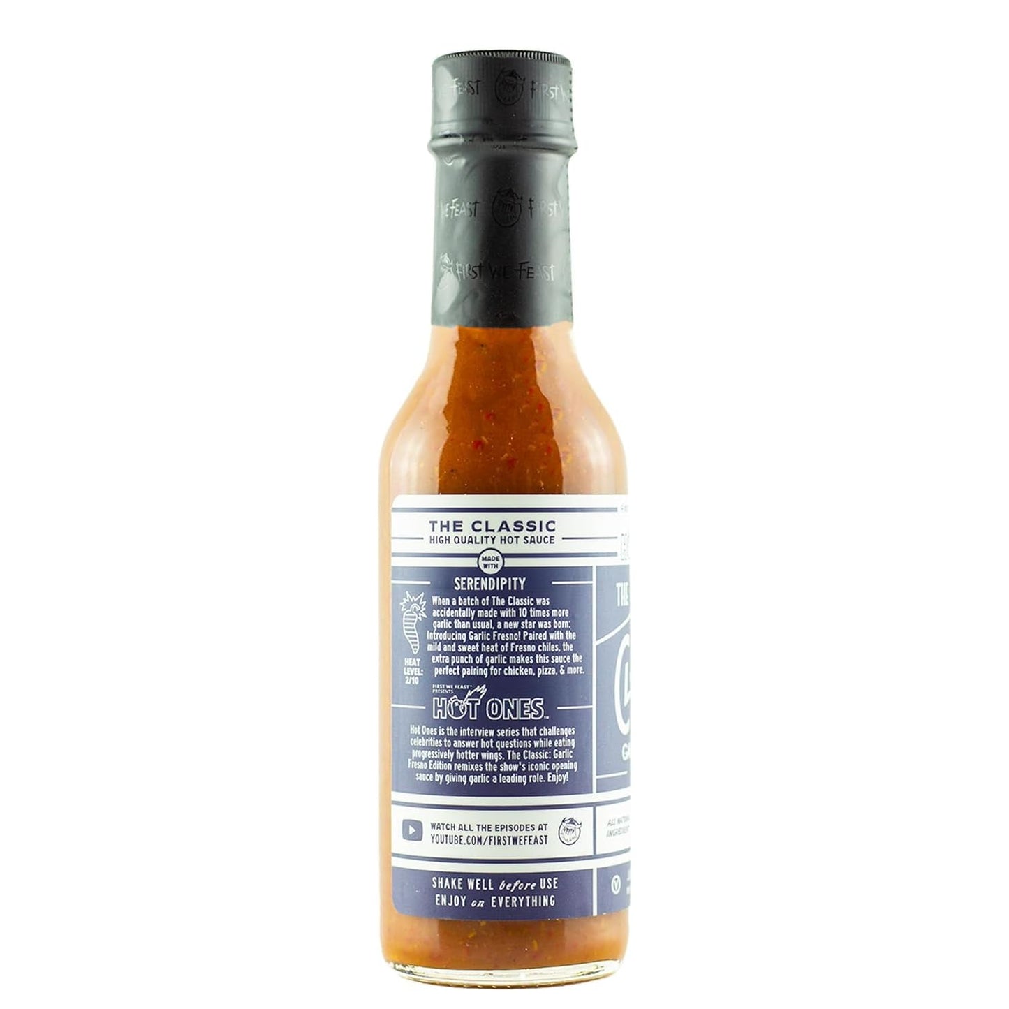 Hot Ones The Classic Garlic Fresno Edition Hot Sauce Made With Natural Ingredients & Bold Flavors From Fresno Chile Peppers & Extra Garlic, 5 fl oz