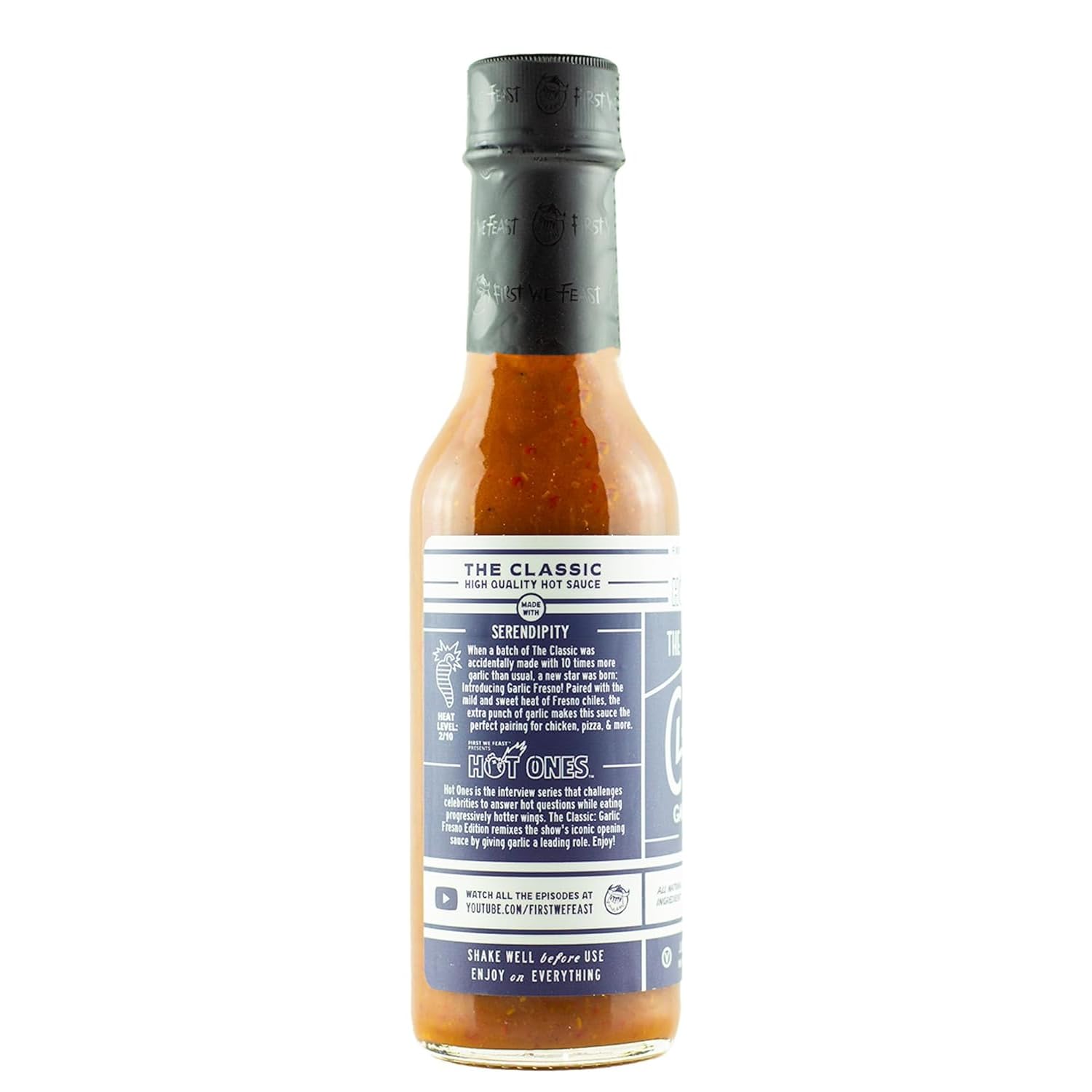 Hot Ones The Classic Garlic Fresno Edition Hot Sauce Made With Natural Ingredients & Bold Flavors From Fresno Chile Peppers & Extra Garlic, 5 fl oz