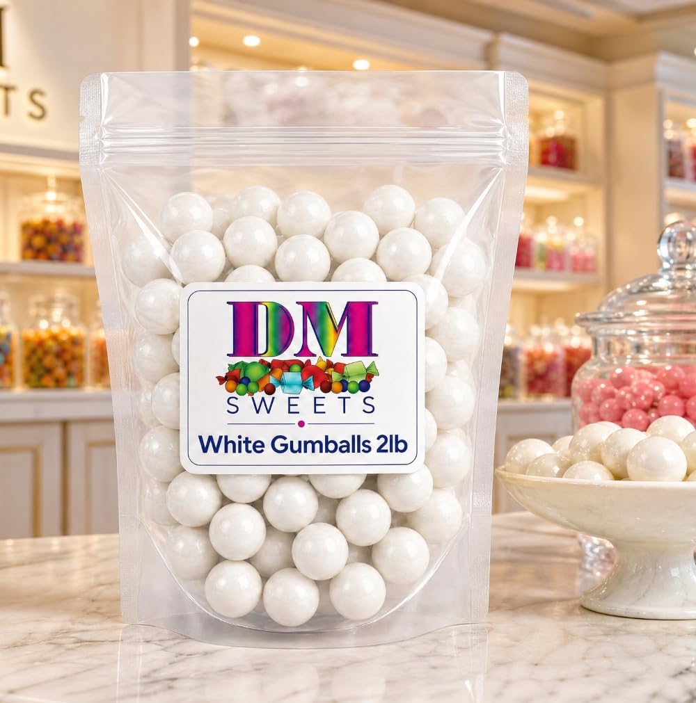 White Gumballs - 2 lbs of 1" Tutti Frutti Gumballs in Resealable Bag to Ensure Freshness. Perfect for Color Themed Parties or Candy Buffets