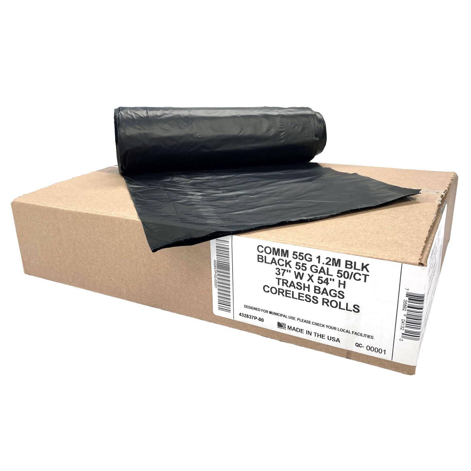 Ultrasac Heavy Duty 55 Gallon Black Trash Bags - (Value 50 Pack) - 1.5 MIL equivalent Industrial Strength Plastic 37" x 54" for 50-55 Gal Cans -Fits