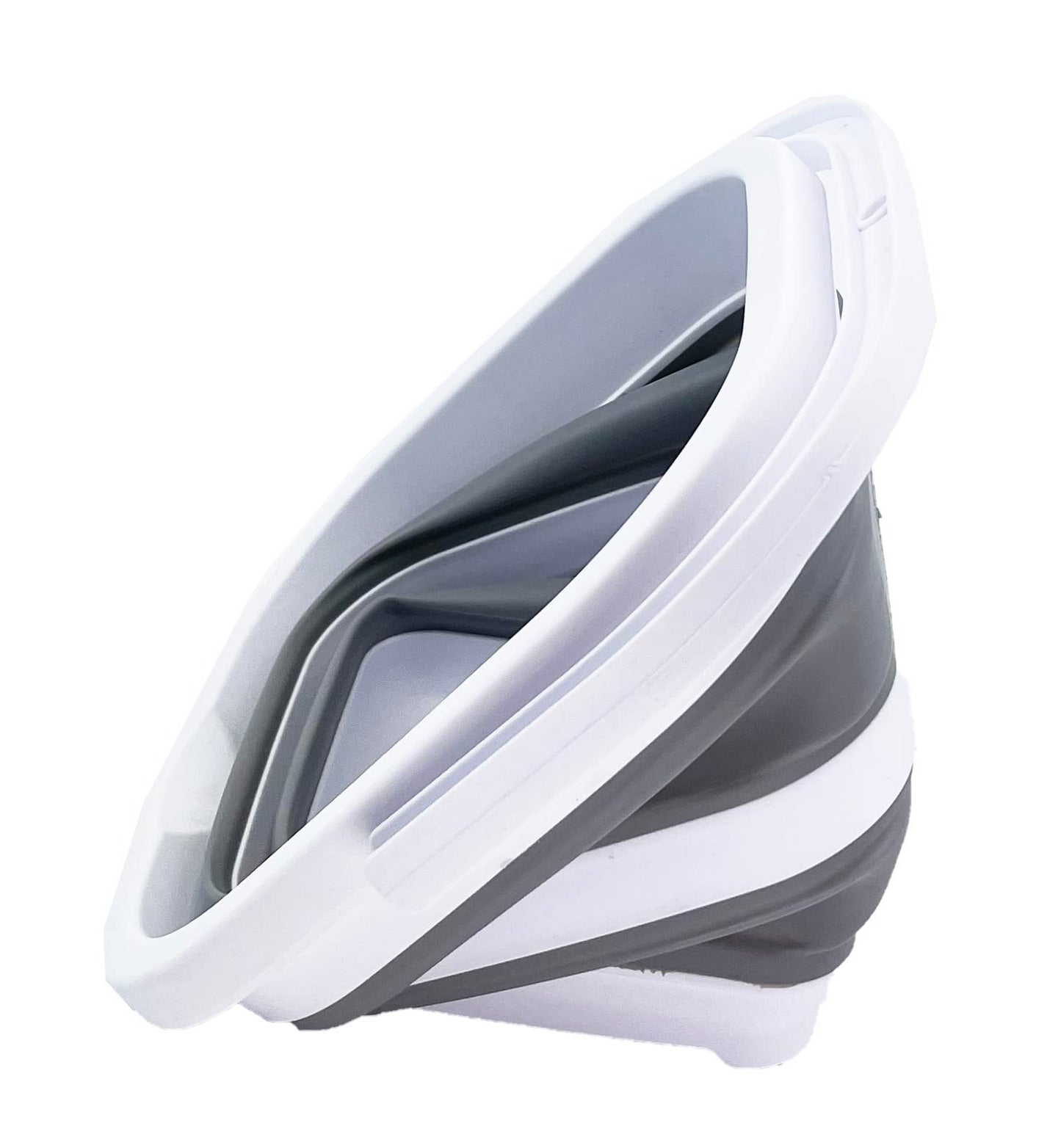 SAMMART 2 pcs. Camping Set : Collapsible Bucket + Portable Dishpan with Draining Plug (Grey, 5L Bucket+10L Dishpan)