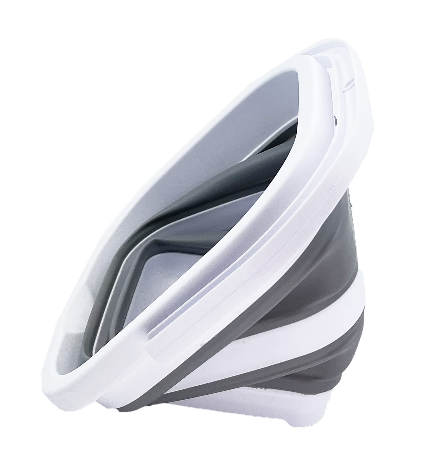 SAMMART 2 pcs. Camping Set : Collapsible Bucket + Portable Dishpan with Draining Plug (Grey, 5L Bucket+10L Dishpan)