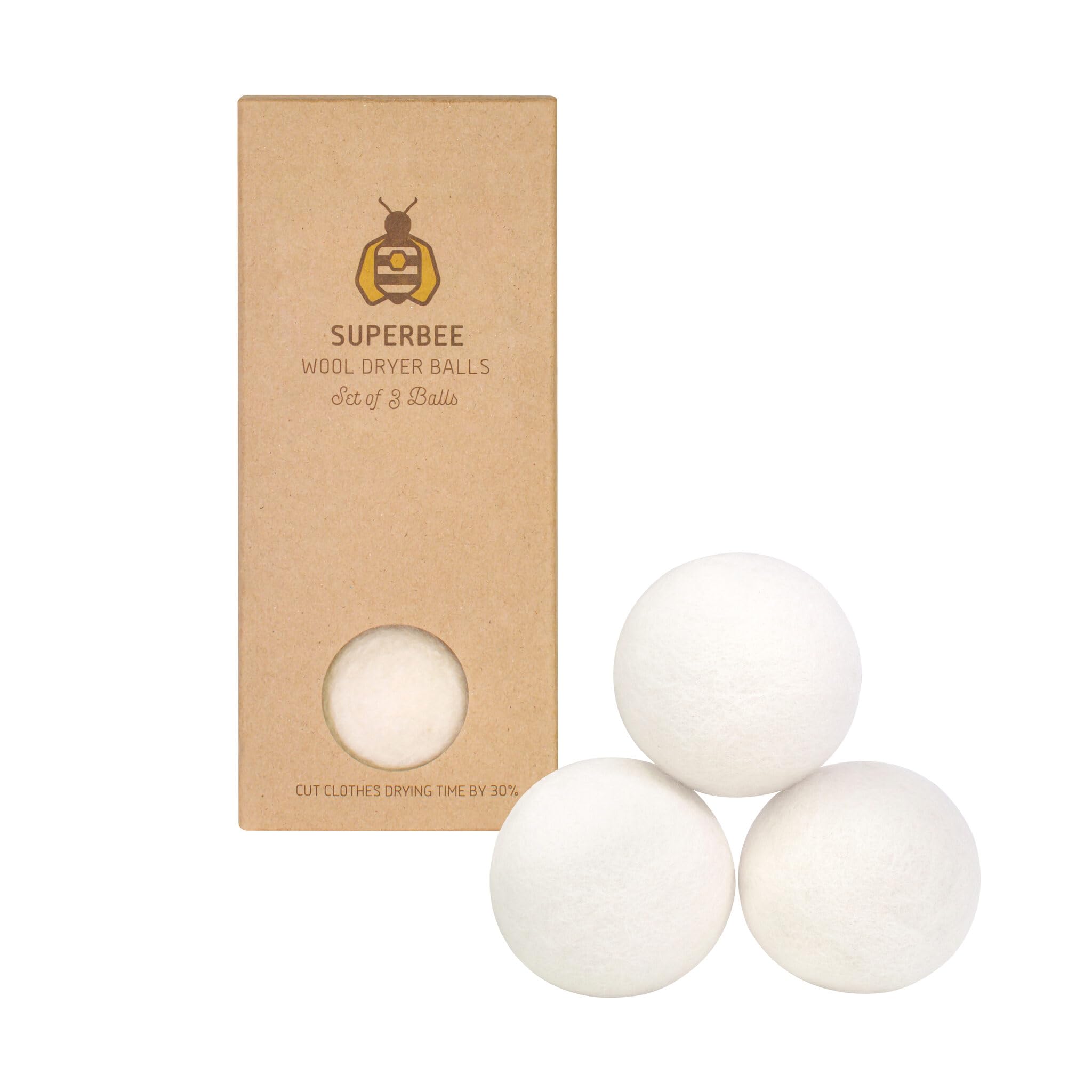 SuperBee Wool Dryer Balls - 100% New Zealand Wool, Natural Fabric Softener for Laundry - Eco Friendly Reusable Fragrance Free