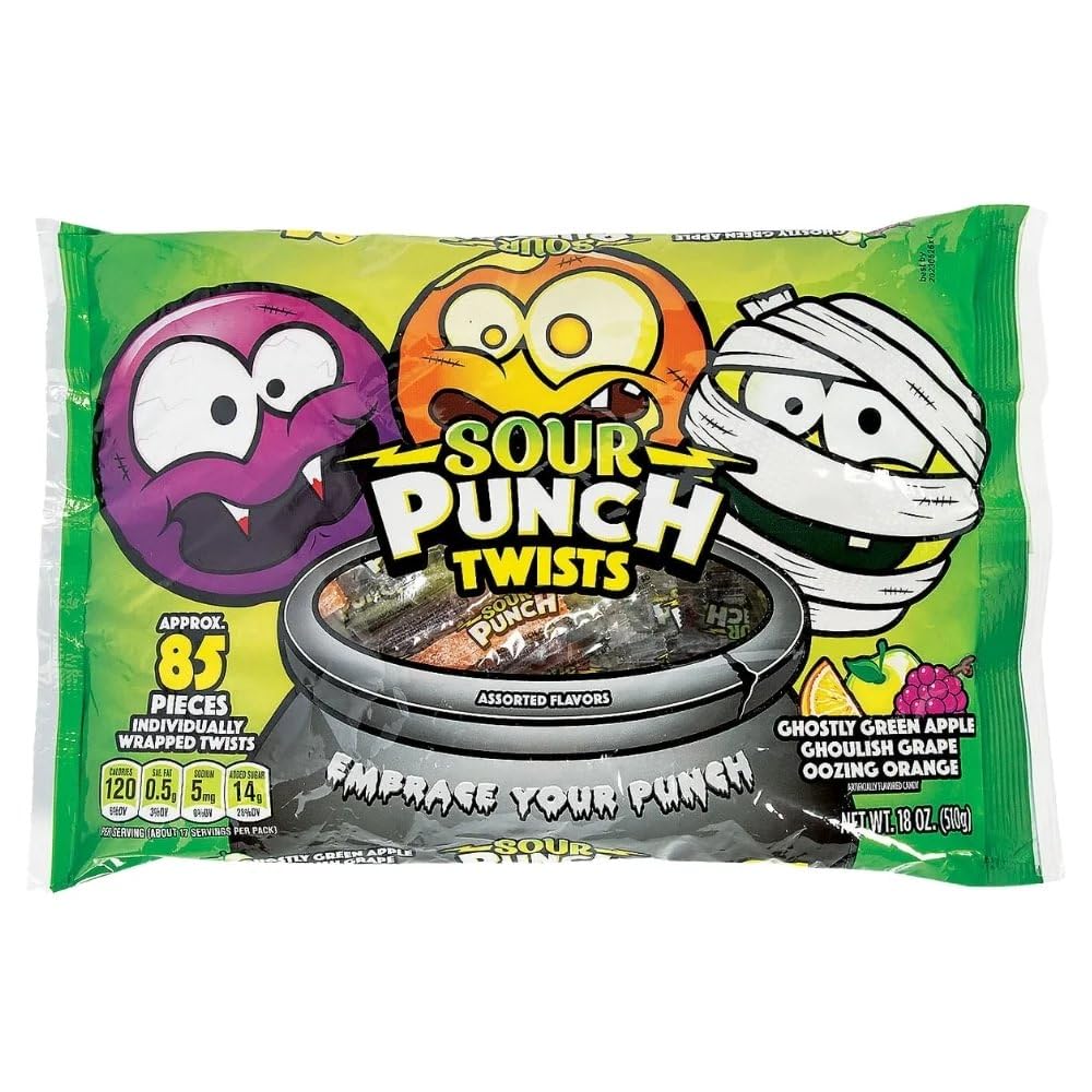 Sour Punch® Licorice Twists Halloween Candy - Edibles - 100 Pieces
