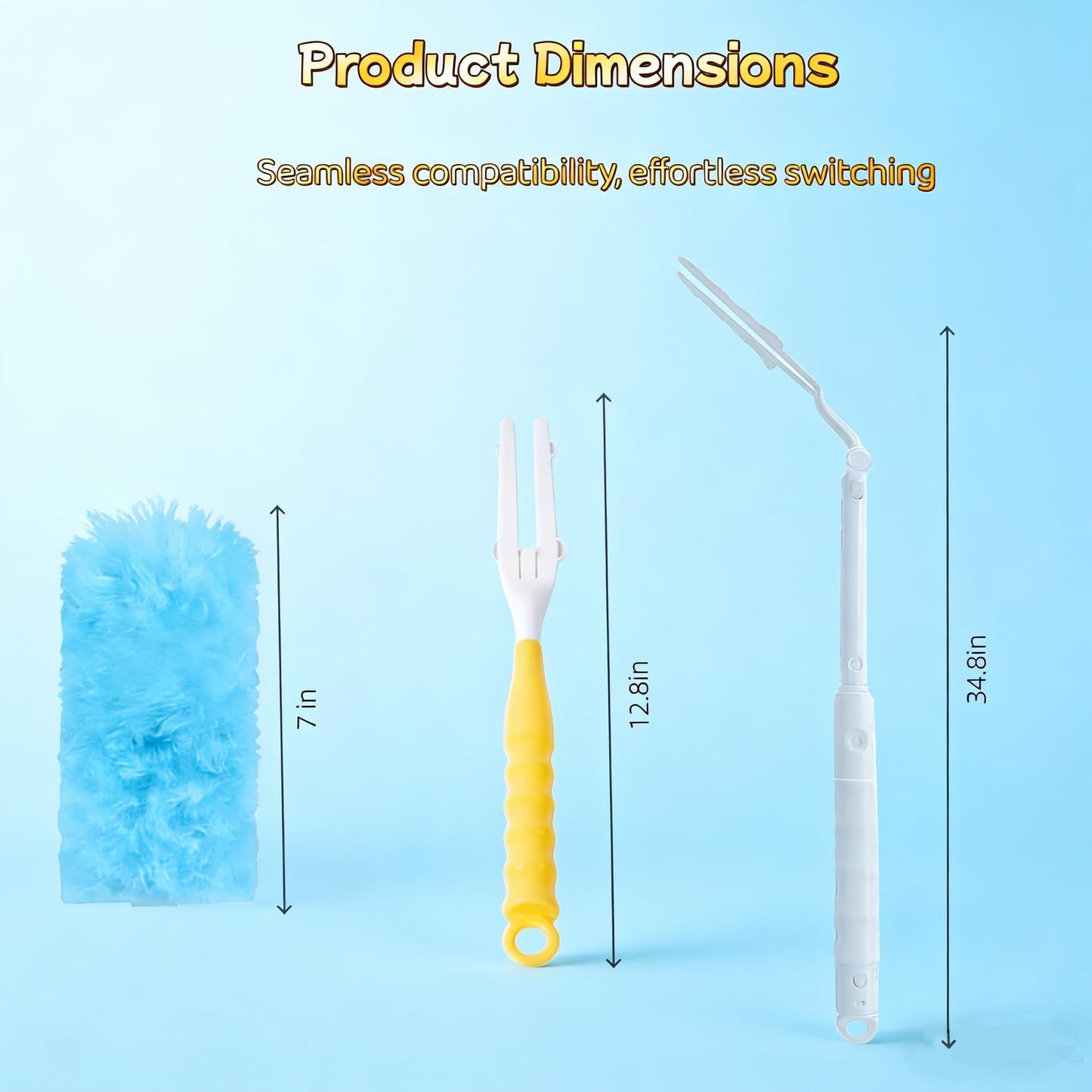 60-Pack Dust Mop Refill Pack, Disposable Power Dusting Duster Compatible with Swiffer. Includes 1 Handle and 3-Foot Extension Pole, Ideal for Cleaning
