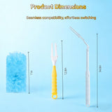 60-Pack Dust Mop Refill Pack, Disposable Power Dusting Duster Compatible with Swiffer. Includes 1 Handle and 3-Foot Extension Pole, Ideal for Cleaning