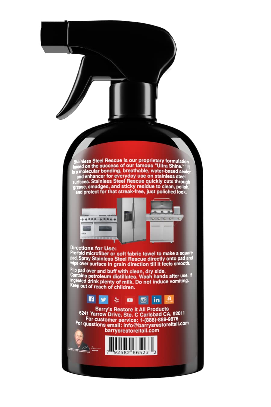 Barry's Restore It All Products - Stainless Steel Rescue (Single 16oz.) | Maintain the Beauty of your Stainless Steel! Remove: Sticky Residue