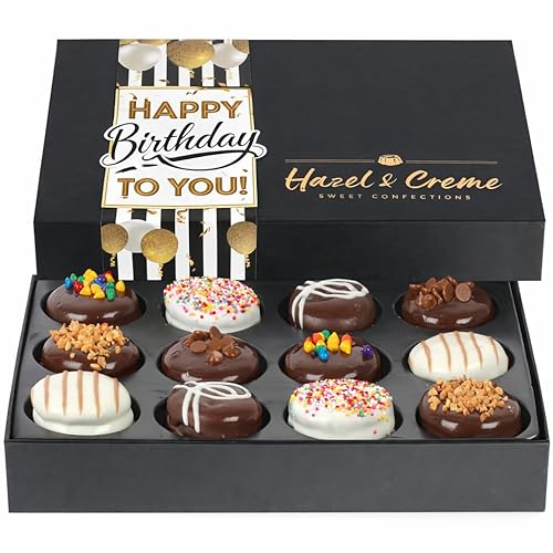Happy Birthday Cookies - Birthday Cookie Gift Basket - Gourmet Food Gifting for Him/Her (Large, Assorted Flavors), Kosher Vegan Cookie Box