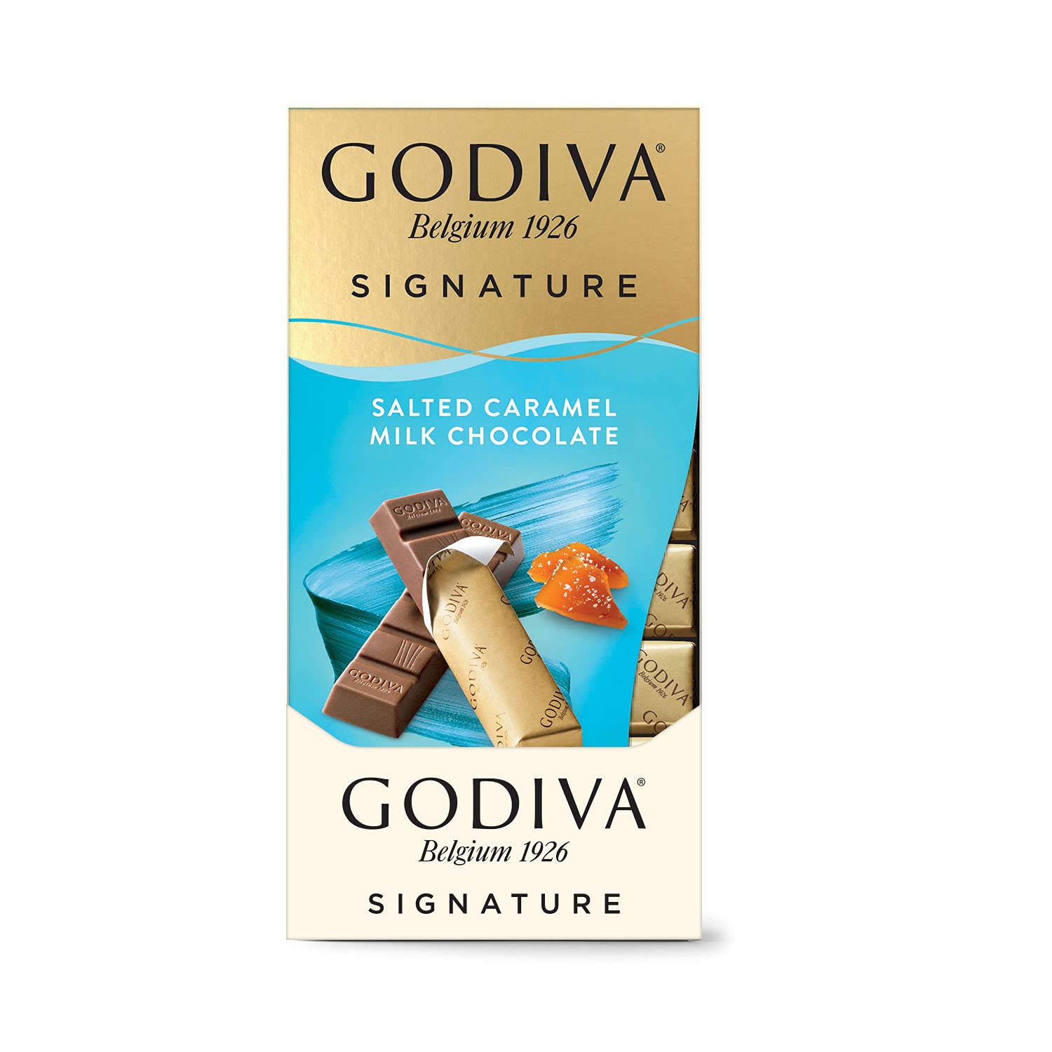 Godiva Chocolatier Signature Salted Caramel Milk Chocolate Mini Gourmet Chocolate Bar, 12-Ct. (8 pc. each), 90 grams