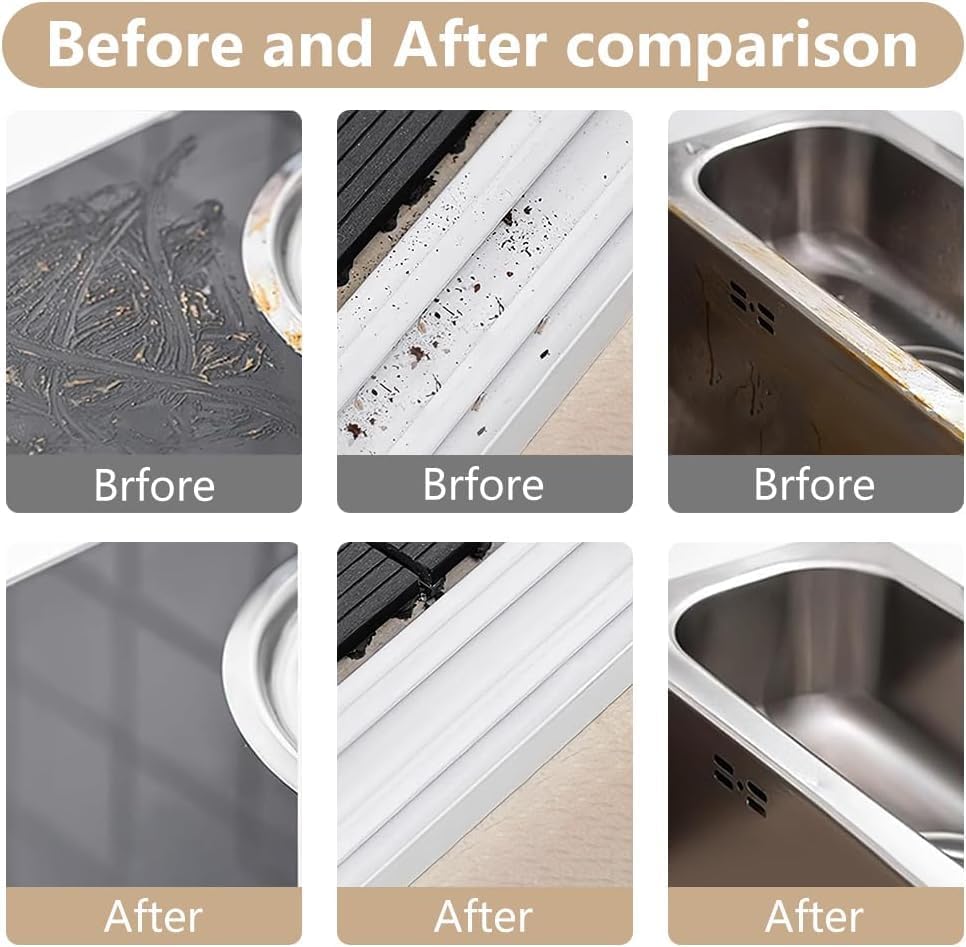 2-in-1 Groove Cleaning Brush with Hidden Scraper, Window Track Cleaner Brush, Crevice Cleaning Tool for Sliding Door Tracks, Window Sills, Narrow