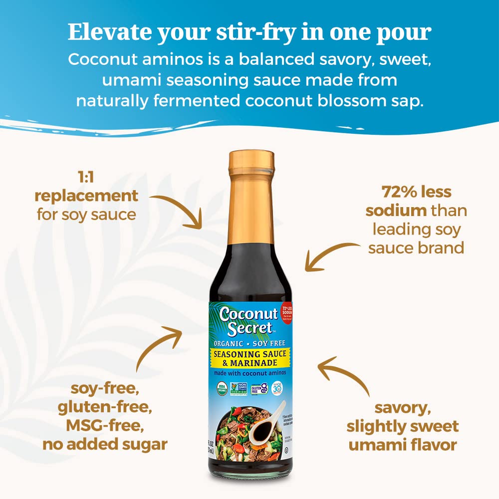 Coconut Secret Coconut Aminos - 128 fl oz - Low Sodium Soy Sauce Alternative, Low-Glycemic - Organic, Vegan, Non-GMO, Gluten-Free, Kosher - Keto