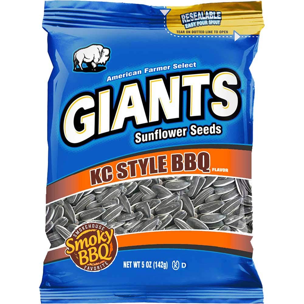 Giants KC Style Barbeque Sunflower Seed Snacks, 5 Ounce -- 12 per case.